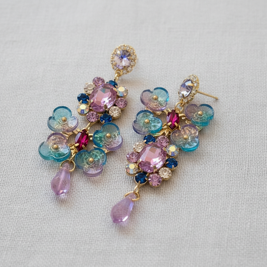 Butterflies + Flower Drop Earrings