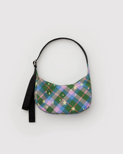 Small Crescent Bag | Green Star Plaid