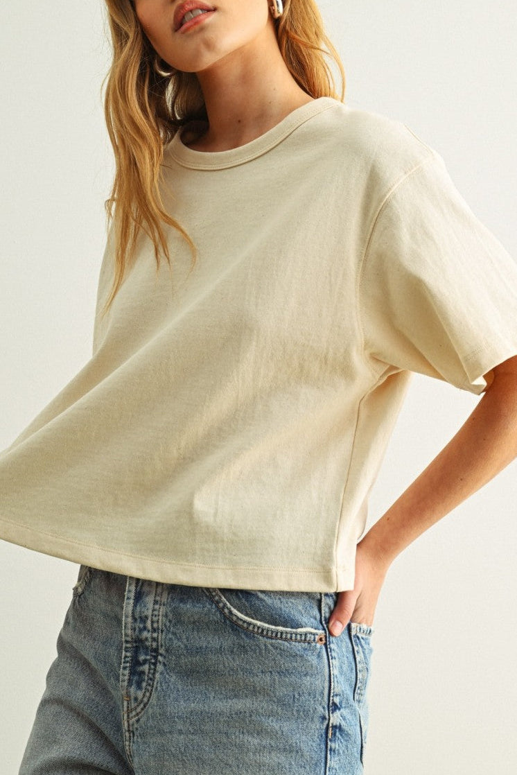 Weekend Boxy Crop Tee | Oatmeal