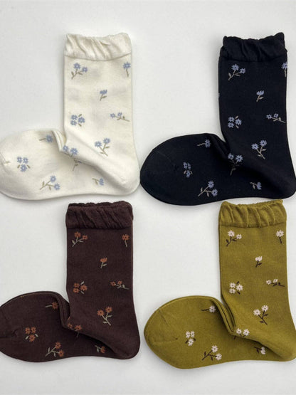Tiny Blooms Socks | Yellow Olive