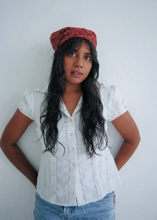 Kalamkari Cotton Bandana | Crimson Twist