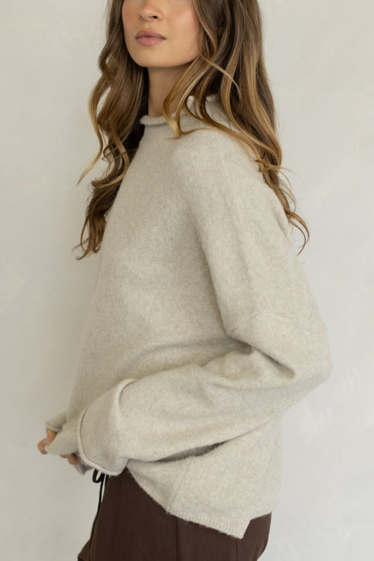 Piper Mock Neck Sweater | Beige