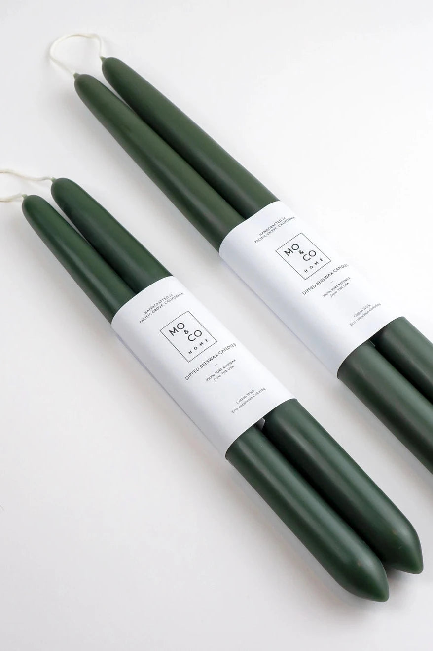 Beeswax Dipped Candles | Forest Green