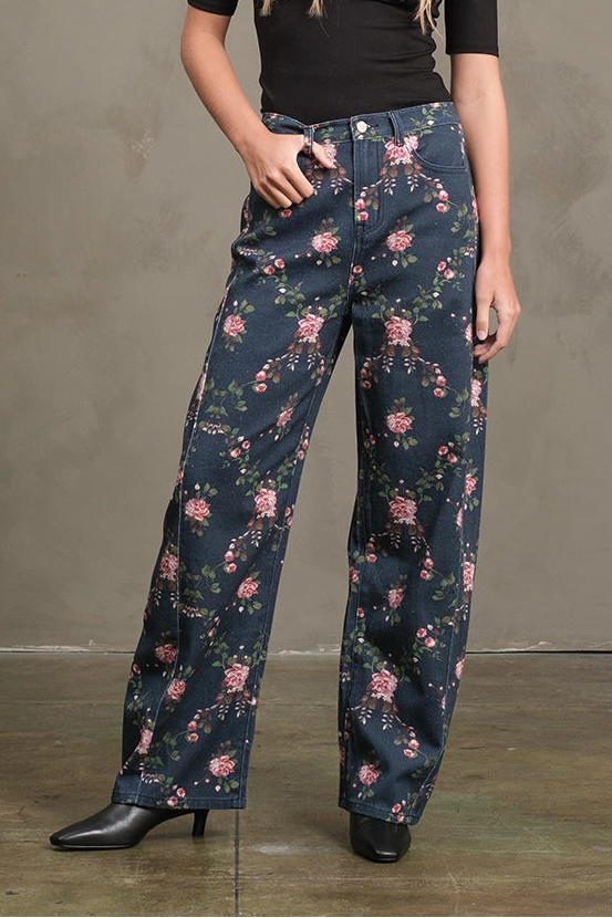 Vintage Floral Barrel Denim