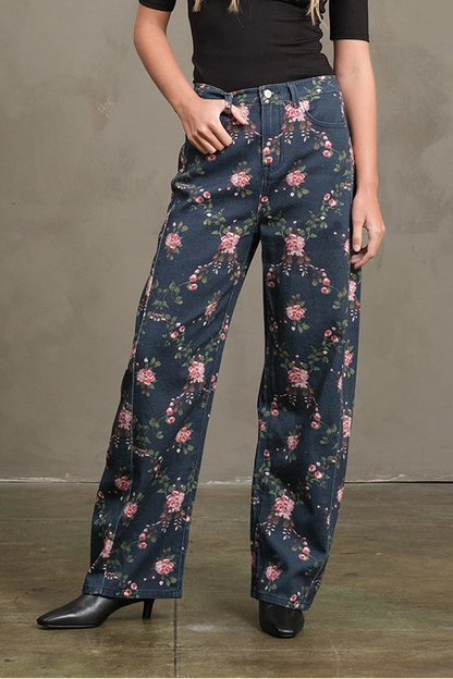 Vintage Floral Barrel Denim