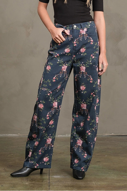 Vintage Floral Barrel Denim