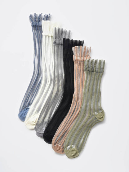 Sheer Stripe Crew Socks | Green