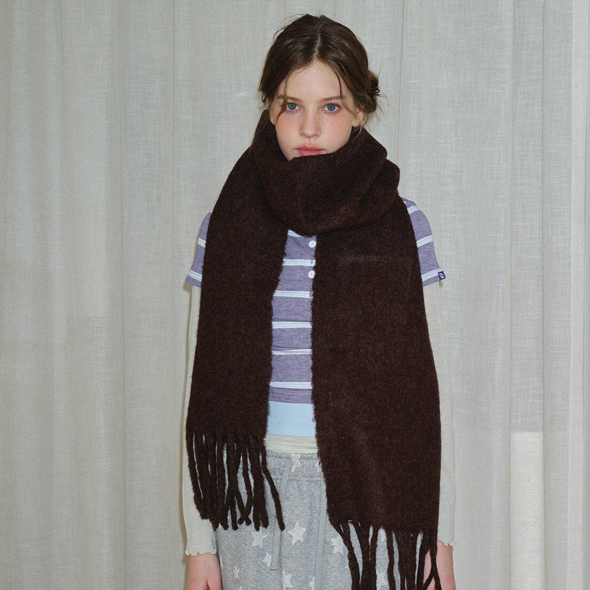 Soft Chunky Knit Scarf | Brown
