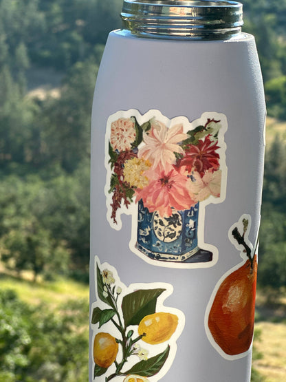 Delft Floral 3" Die Cut Sticker