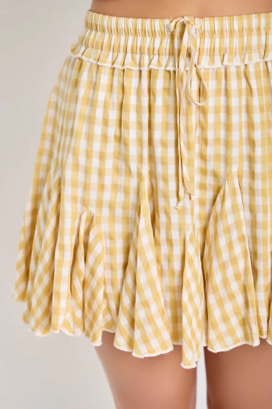 Gingham Mini Skirt | Yellow