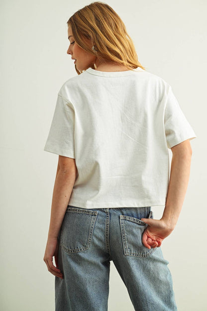 Weekend Boxy Crop Tee | White