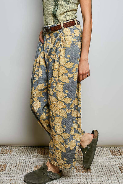Patterned Wide Leg Pants | Black Floral