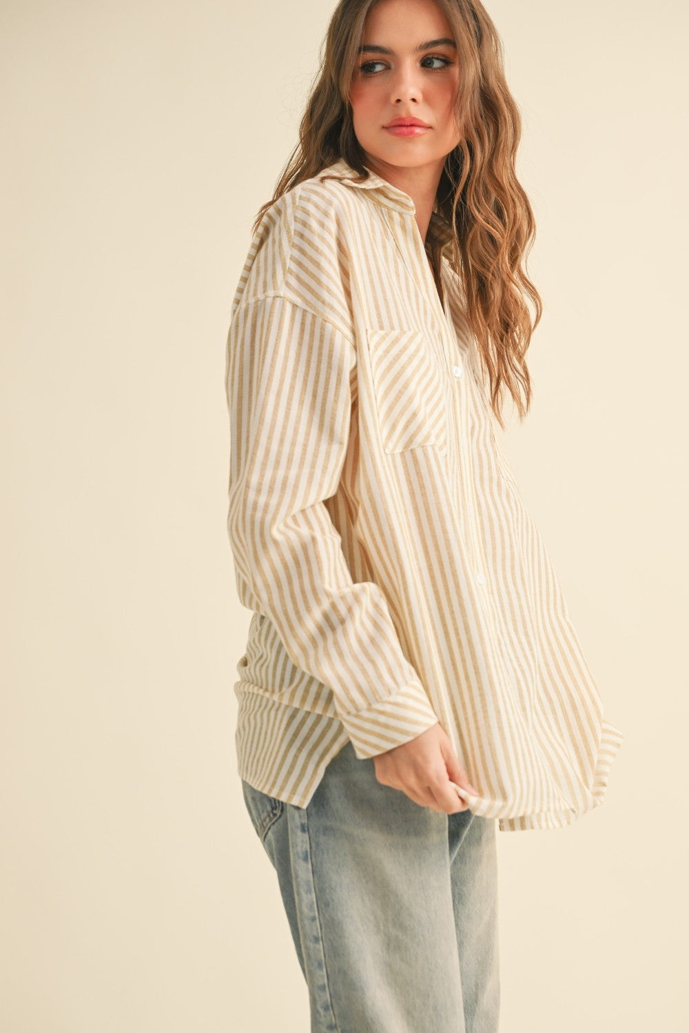 Mixed Up Button Up Shirt | Mustard