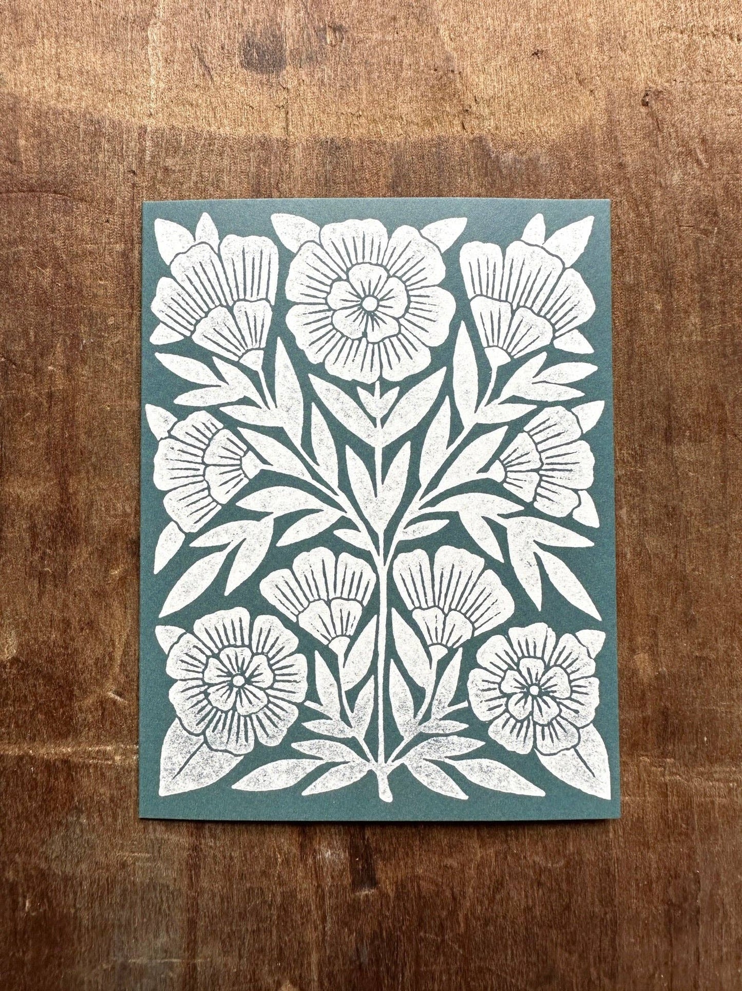 Green Blank Floral Card