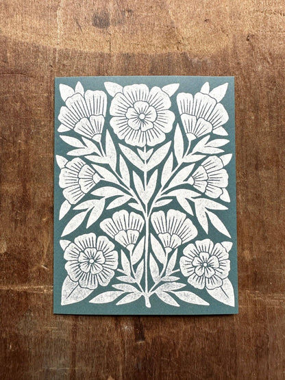 Green Blank Floral Card