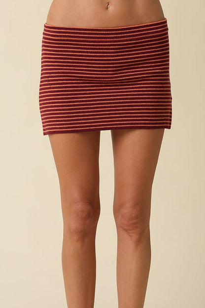 Stripe Mini Skirt | Berry + Orange
