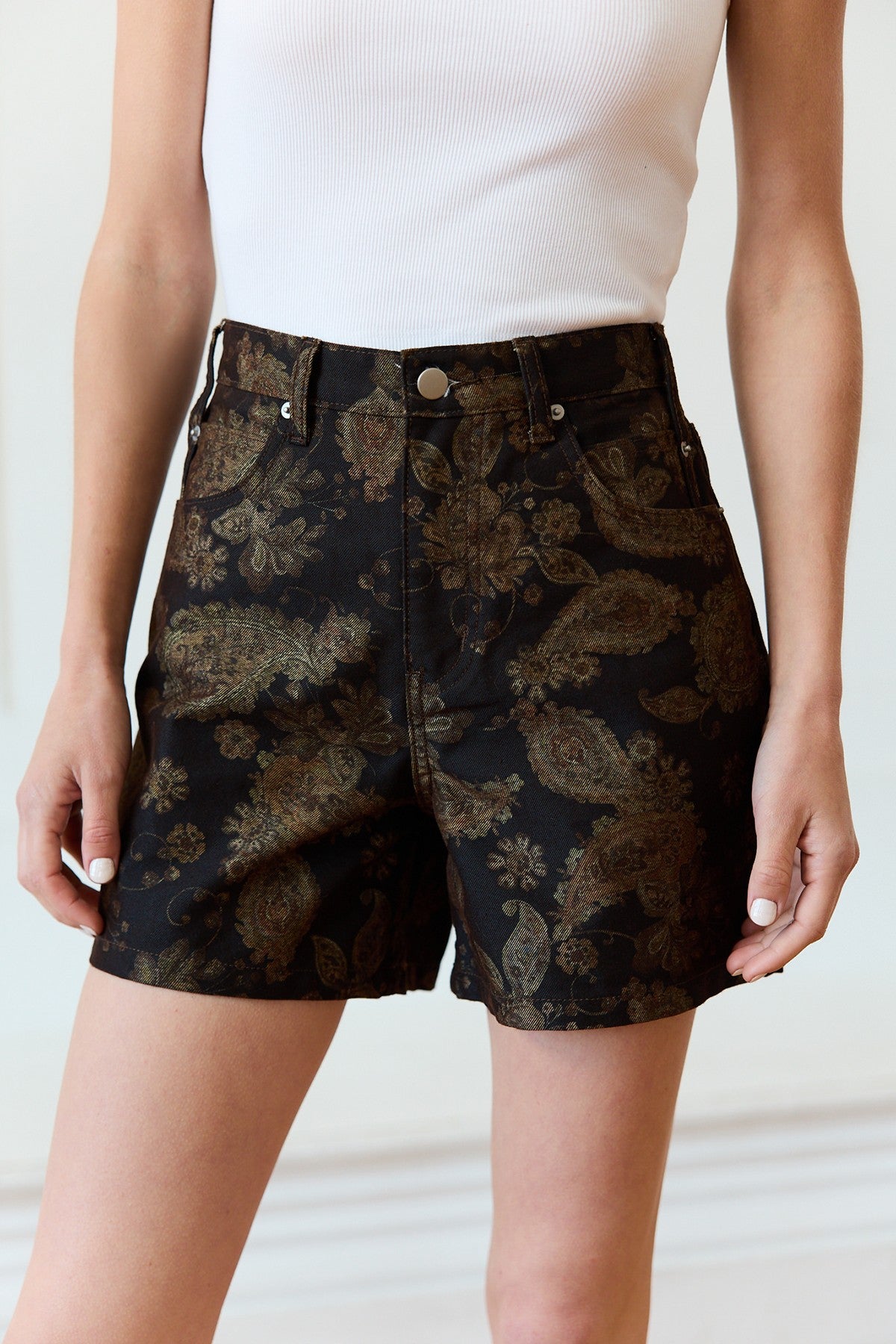 Vintage Paisley Shorts | Dark Brown