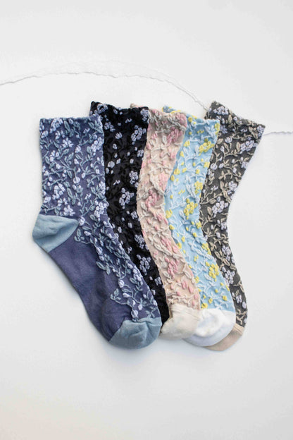 Floral Textured Socks | Denim