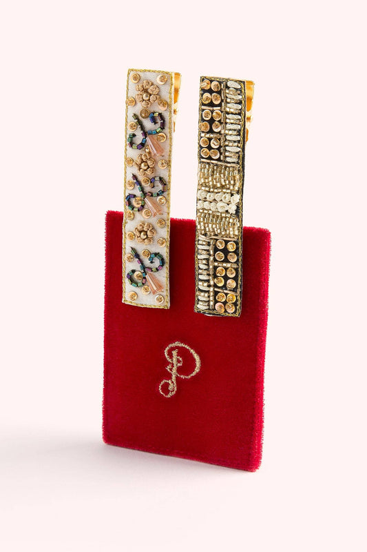 Midnight & Champagne Glamour Hair Clips