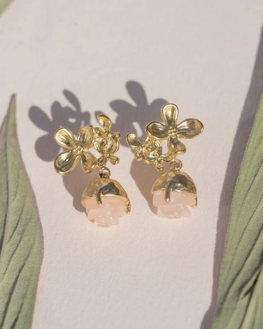 Floret Earrings | Rose Quartz