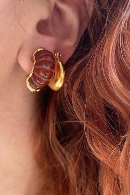 Shrimp Hoop Earrings | Carnelian + Jasper