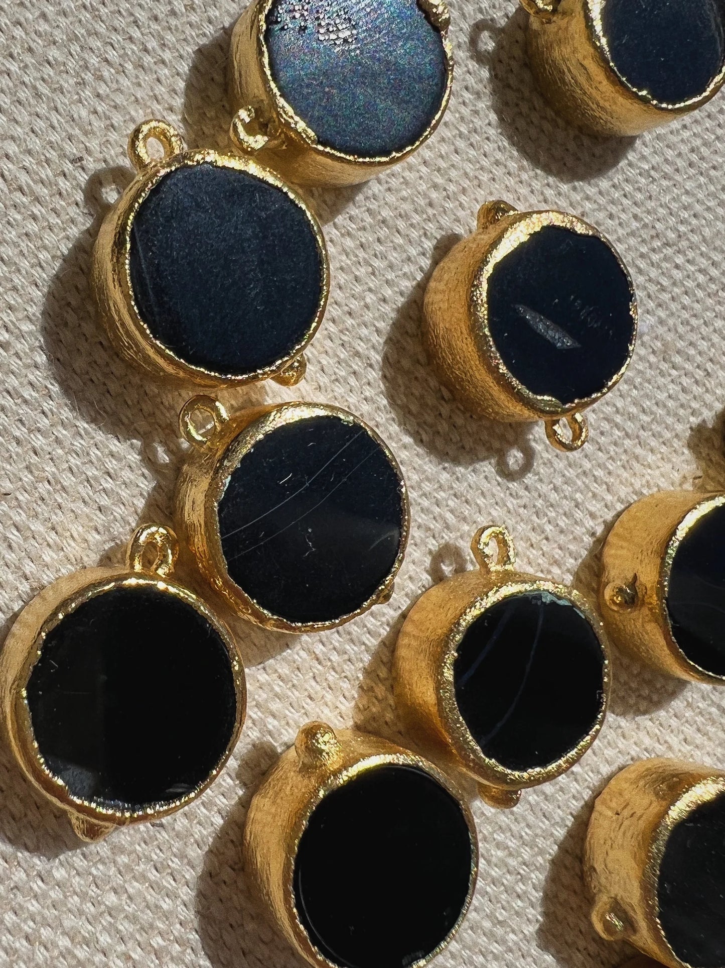 Lazuli Black Onyx Agate Coin Charm