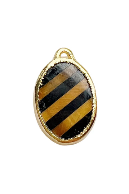 Tigers Eye + Onyx Diagonal Stripe Charm