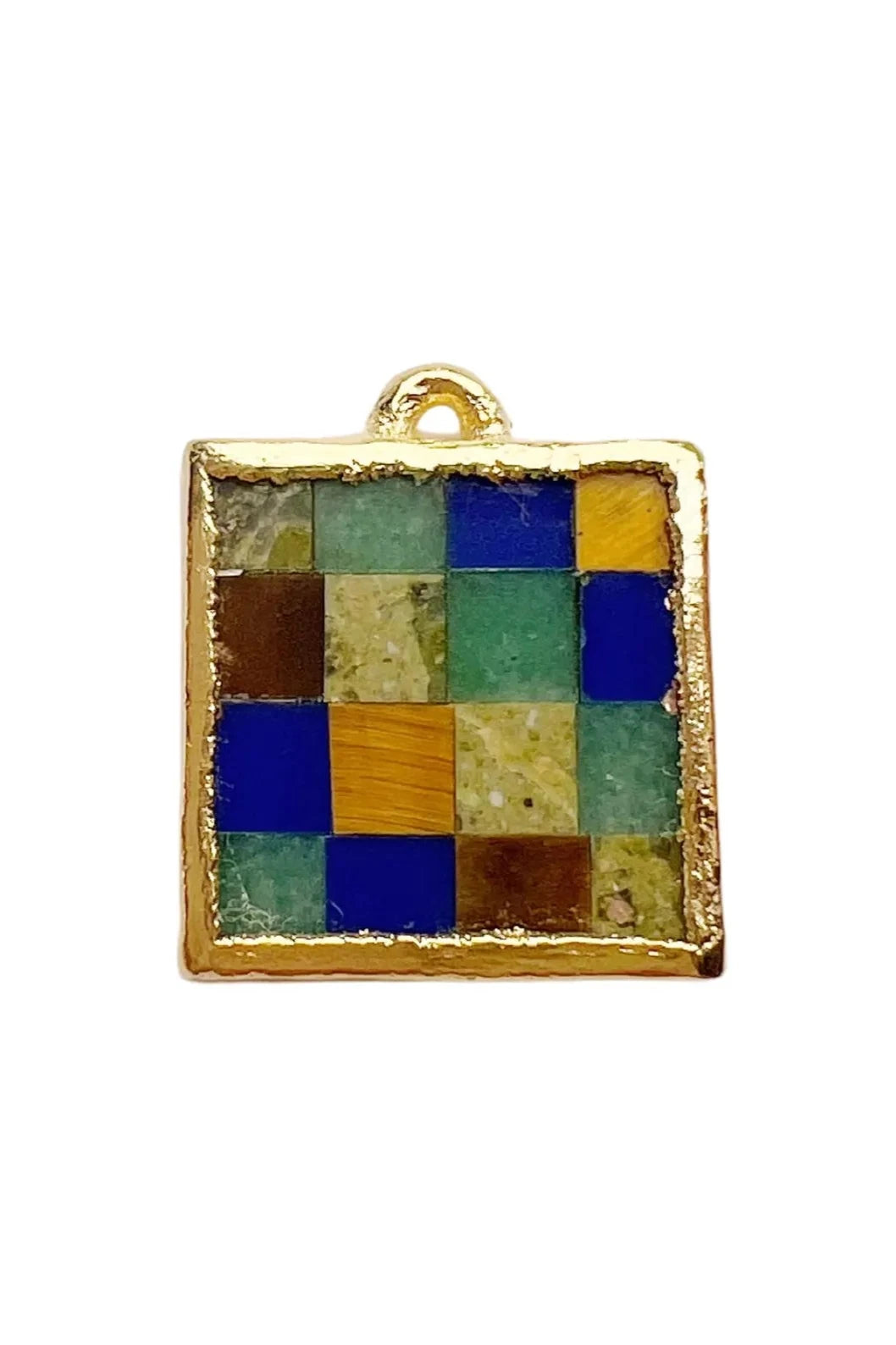 Lazuli Multi-Stone Checkerboard Charm