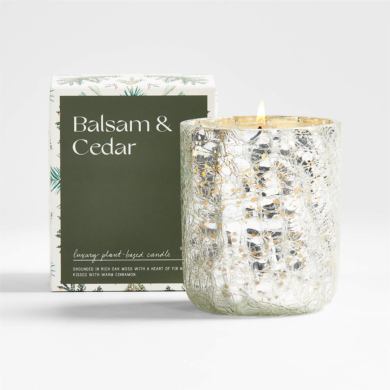 Balsam & Cedar Crackle Glass Candle