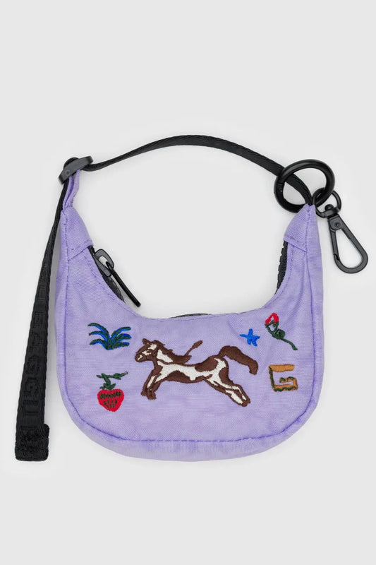 Crescent Bag Charm | Embroidered Pony