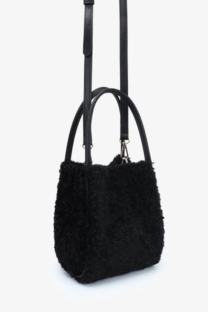 Hollace Mini Tote | Black Shearling