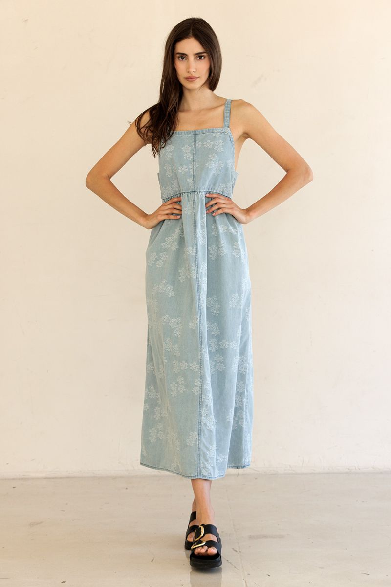 Denim Daze Floral Midi Dress