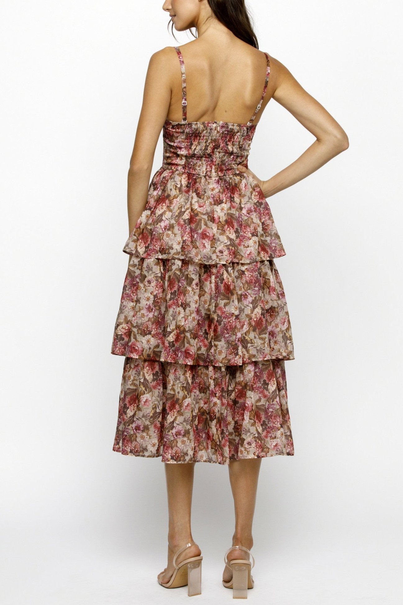 Autumnal Floral Tiered Dress