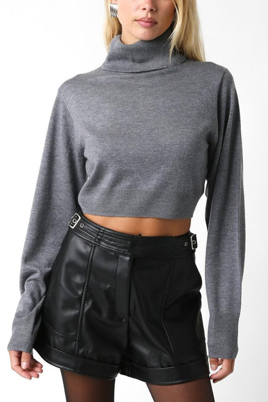 Meet Cute Cropped Sweater | Grey