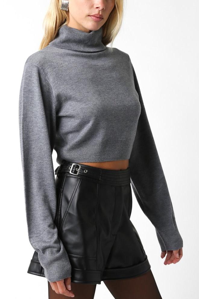 Meet Cute Cropped Sweater | Grey