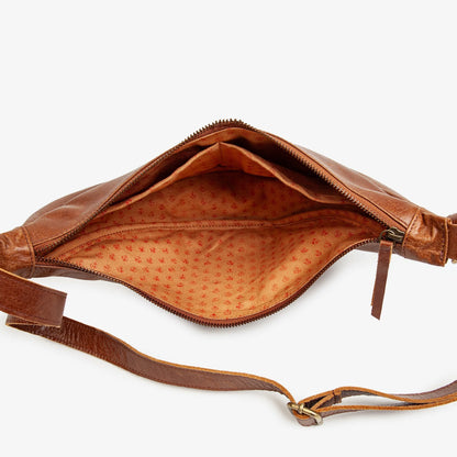 Leather Moon Sling Bag | Camel