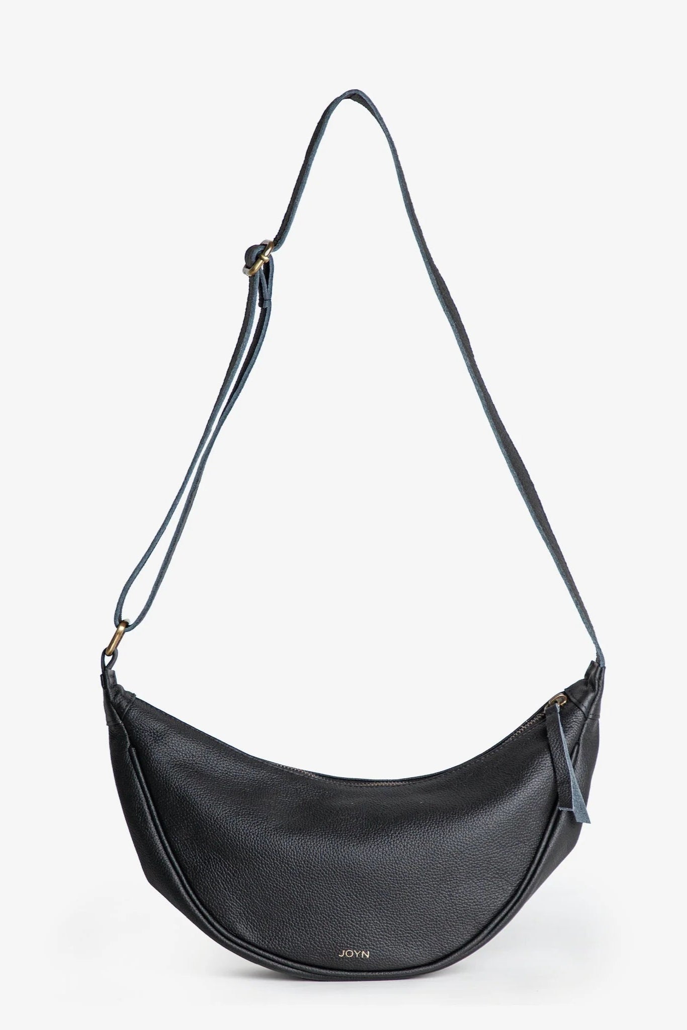 Leather Moon Sling Bag | Black