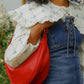 Leather Moon Sling Bag | Tomato
