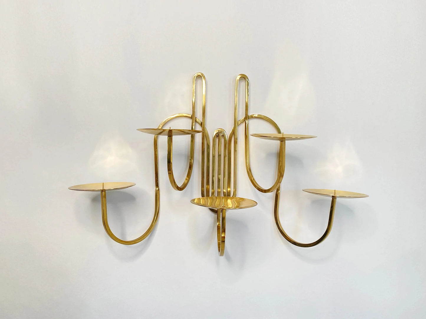 Five Arm Brass Candle Sconce