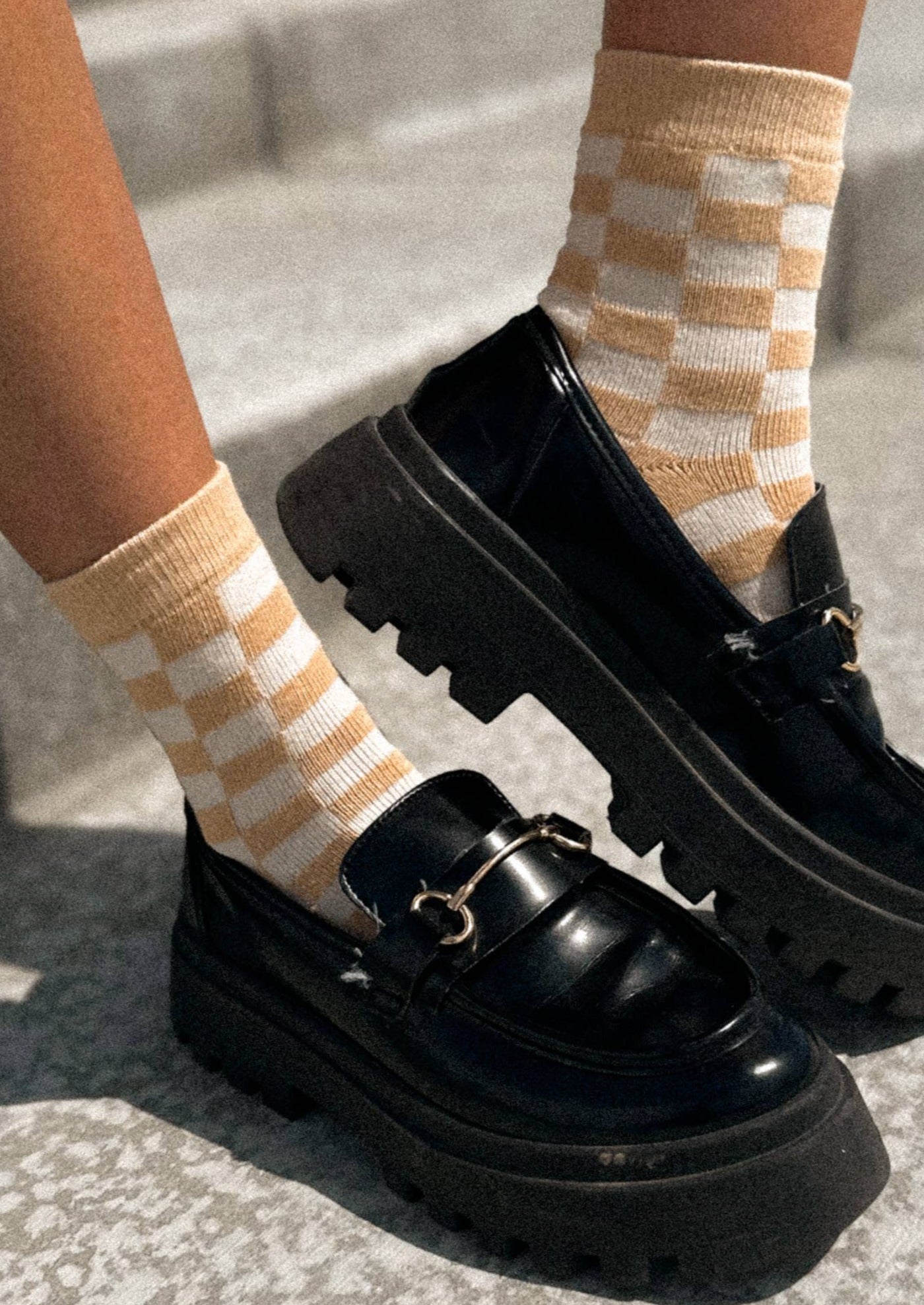 Tan Checker Socks
