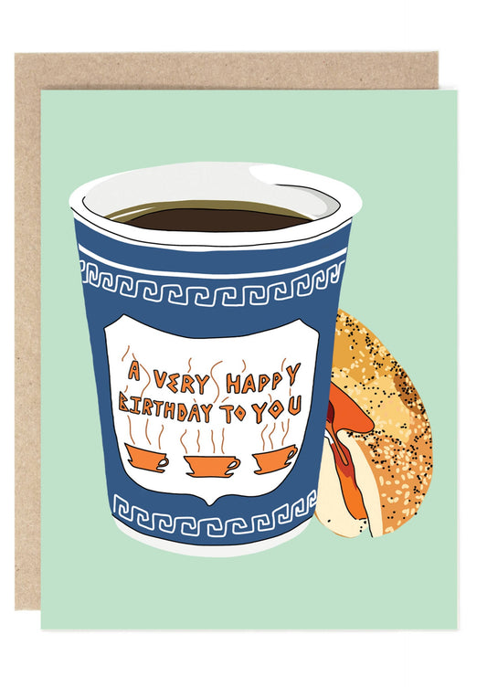 Coffee + Bagel Birthday Card