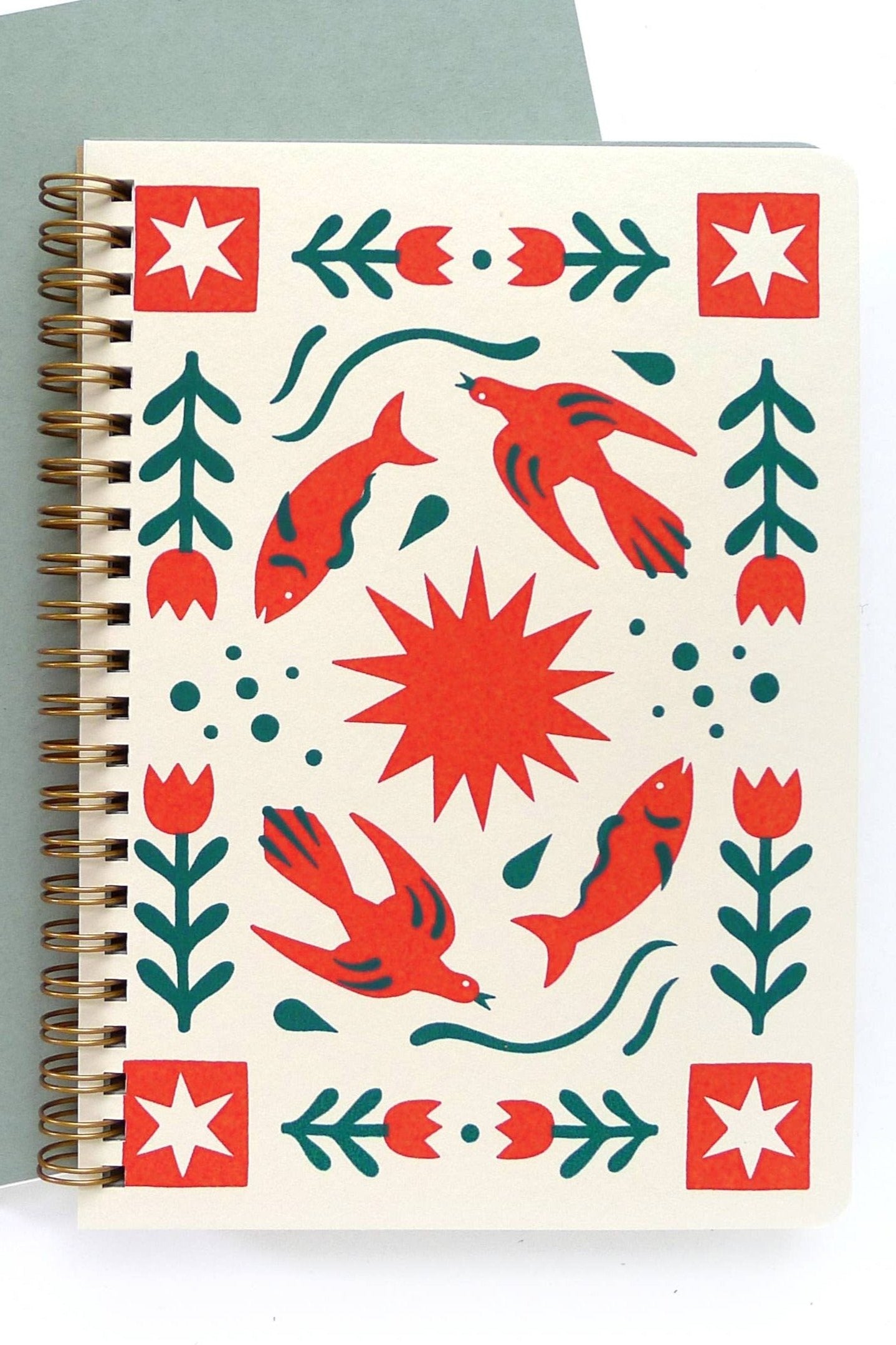 Folk Flower Coil Notebook | Lined