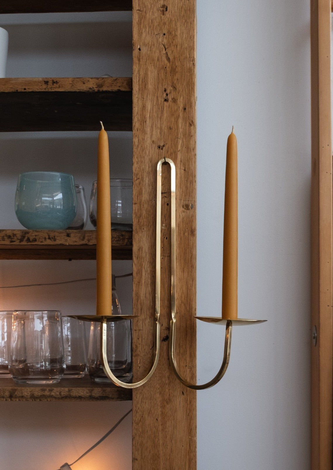 Two Arm Brass Candle Sconce