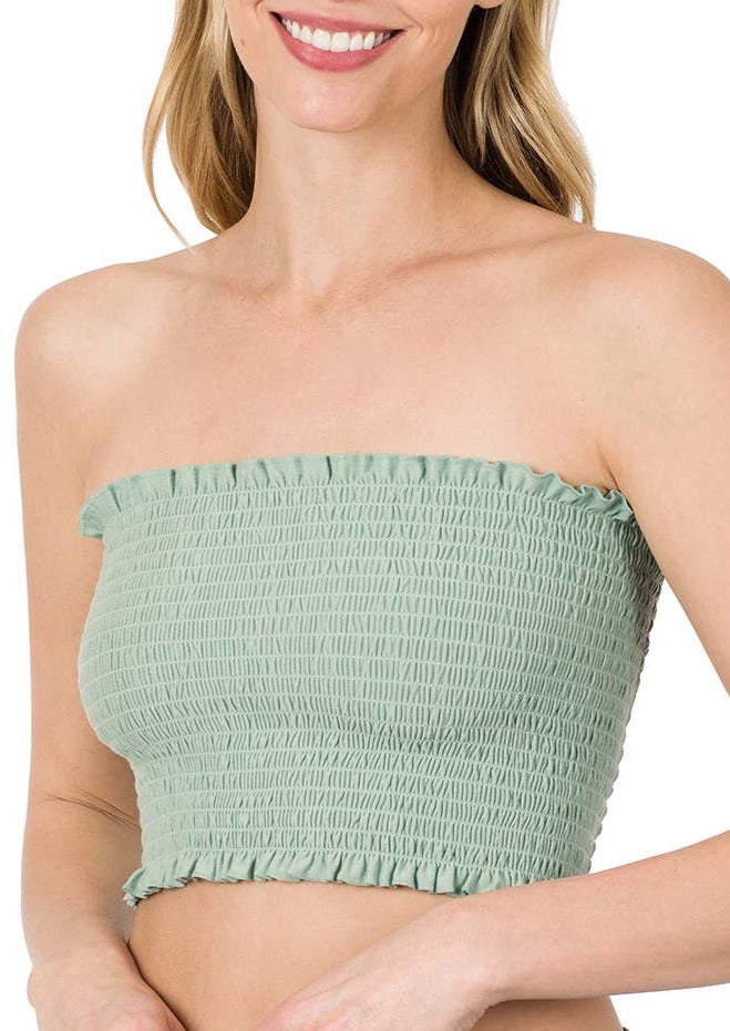 Smocked Tube Top | Dusty Green