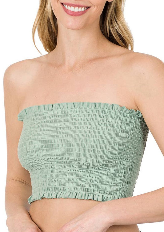 Smocked Tube Top | Dusty Green