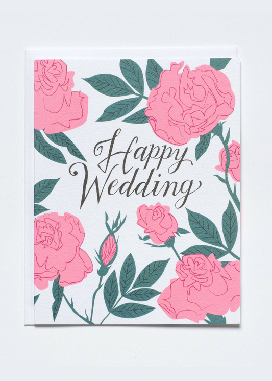 Pastel Neon Roses Wedding Note Card