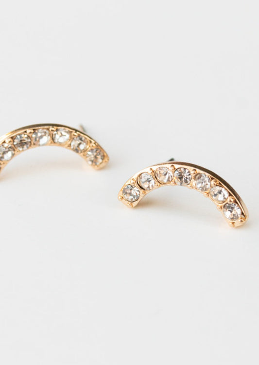 Gold Curve Gemstone Earrings
