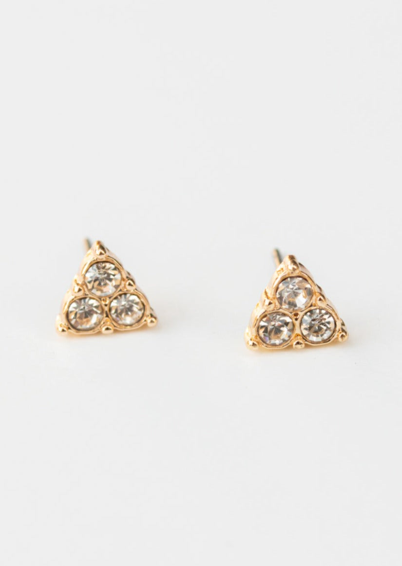 Gold Triangle Gemstone Earrings