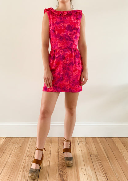 Pink Floral Ruffle Dress