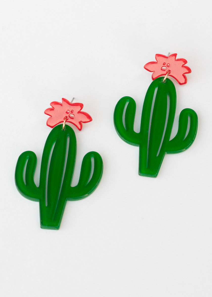 Acrylic Cactus Earrings